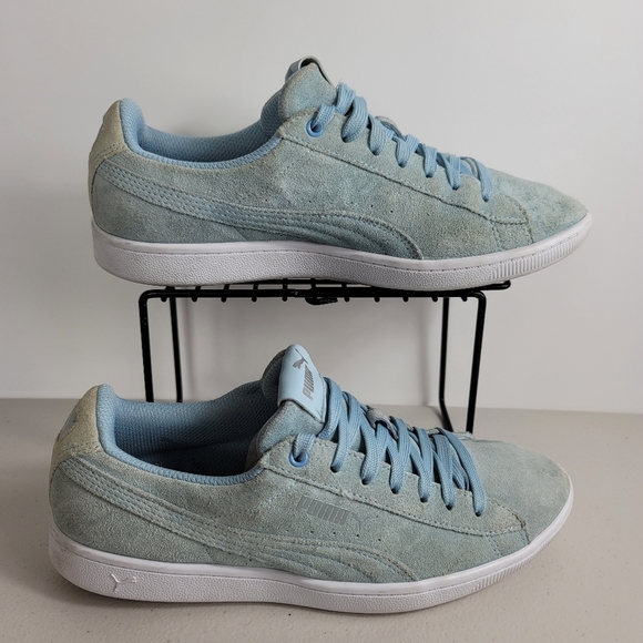 Puma Womens Suede Vikky 367991 01 Light Blue Shoes - Picture 6 of 12
